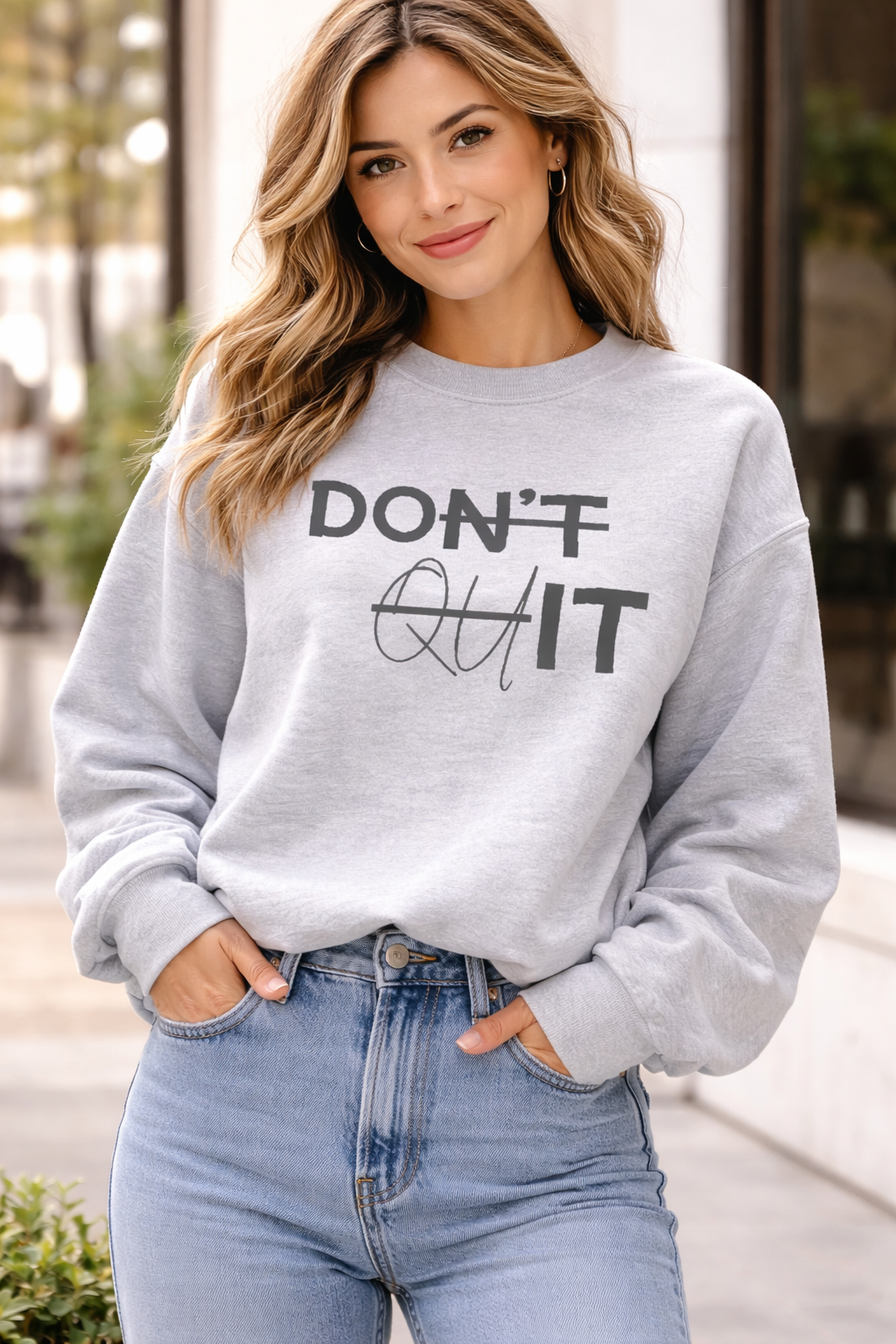 'DON'T QUIT' Soft Slate Sweatshirt