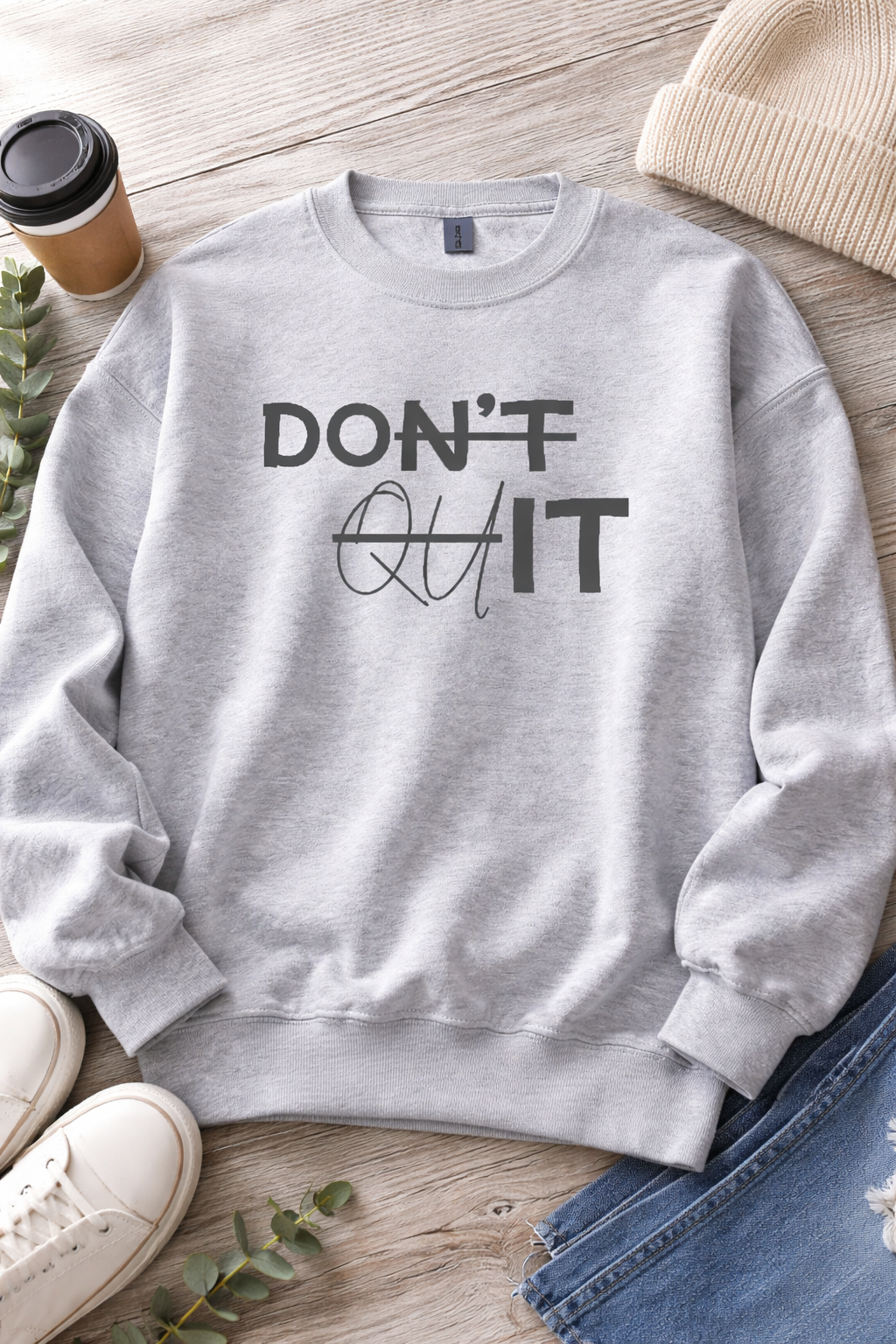 'DON'T QUIT' Soft Slate Sweatshirt